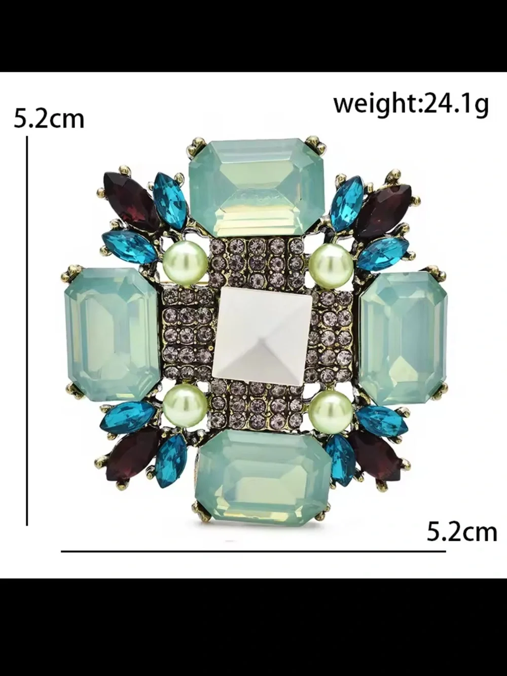 Art Deco Mint Green Crystal Brooch